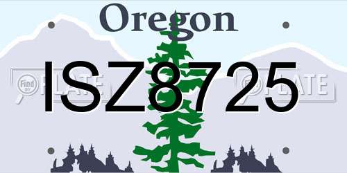 ISZ8725 Oregon License Plate