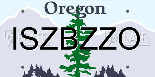 ISZBZZO Oregon License Plate