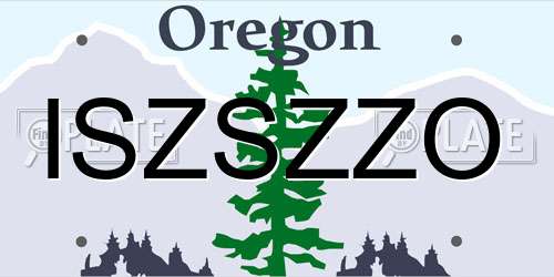 ISZSZZO Oregon License Plate