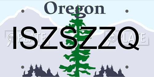 ISZSZZQ Oregon License Plate