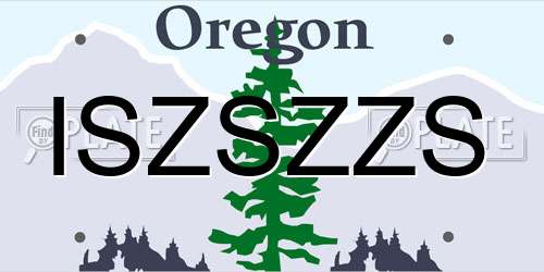 ISZSZZS Oregon License Plate
