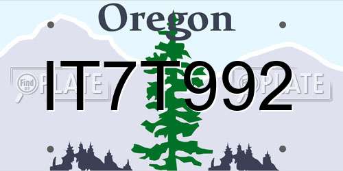IT7T992 Oregon License Plate