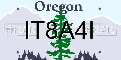 IT8A4I Oregon License Plate