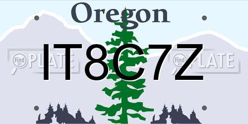 IT8C7Z Oregon License Plate