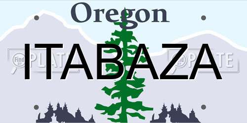 ITABAZA Oregon License Plate