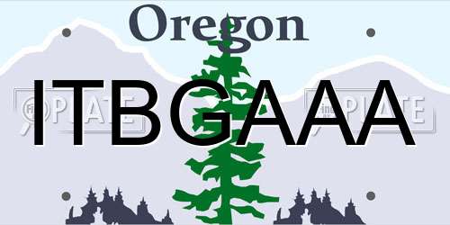 ITBGAAA Oregon License Plate