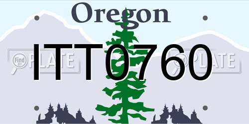 ITT0760 Oregon License Plate