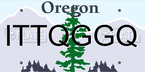 ITTQGGQ Oregon License Plate