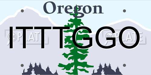 ITTTGGO Oregon License Plate