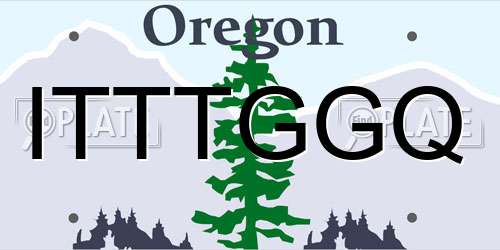 ITTTGGQ Oregon License Plate