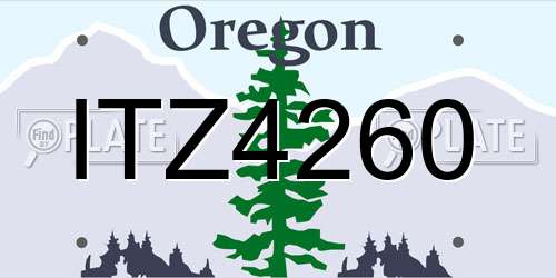 ITZ4260 Oregon License Plate