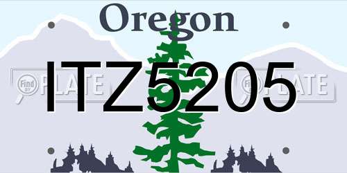 ITZ5205 Oregon License Plate