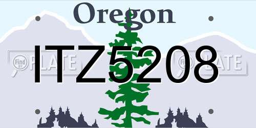 ITZ5208 Oregon License Plate