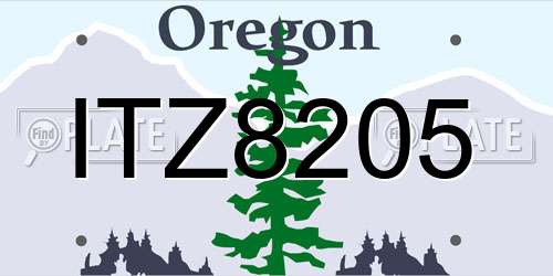 ITZ8205 Oregon License Plate