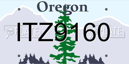 ITZ9160 Oregon License Plate