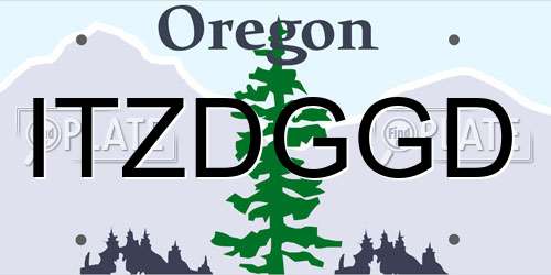 ITZDGGD Oregon License Plate