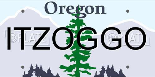 ITZOGGO Oregon License Plate