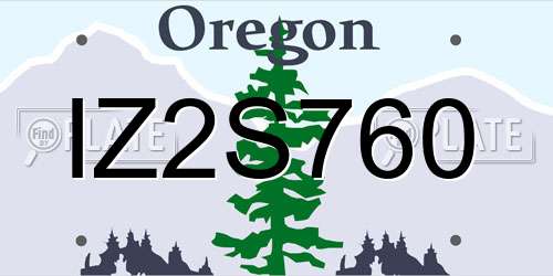 IZ2S760 Oregon License Plate