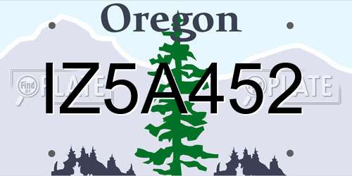 IZ5A452 Oregon License Plate