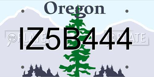 IZ5B444 Oregon License Plate