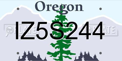 IZ5S244 Oregon License Plate