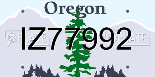 IZ77992 Oregon License Plate