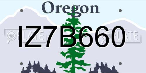 IZ7B660 Oregon License Plate