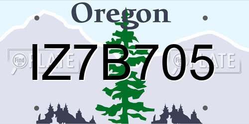 IZ7B705 Oregon License Plate