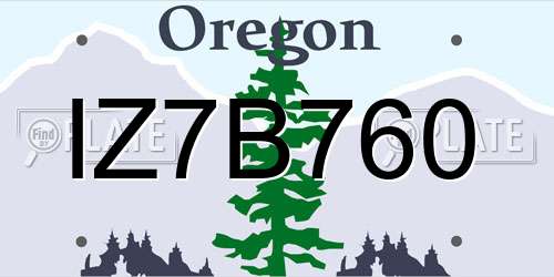 IZ7B760 Oregon License Plate