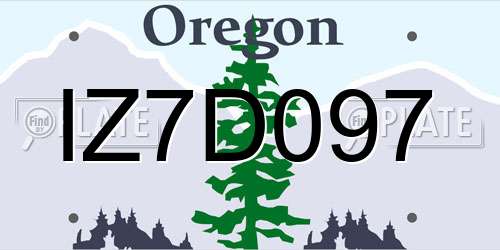 IZ7D097 Oregon License Plate