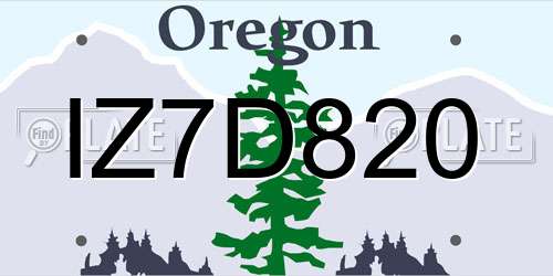 IZ7D820 Oregon License Plate