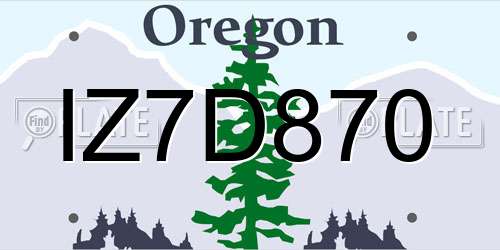 IZ7D870 Oregon License Plate