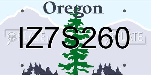 IZ7S260 Oregon License Plate