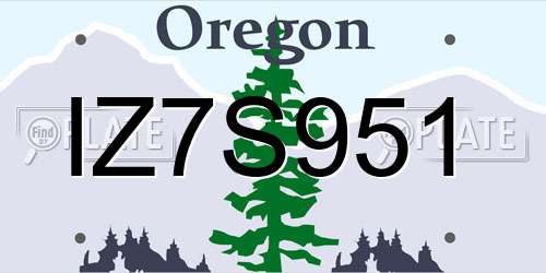 IZ7S951 Oregon License Plate