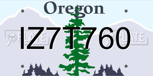 IZ7T760 Oregon License Plate
