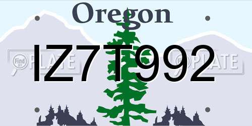 IZ7T992 Oregon License Plate