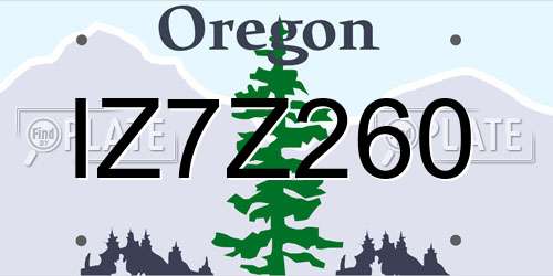 IZ7Z260 Oregon License Plate