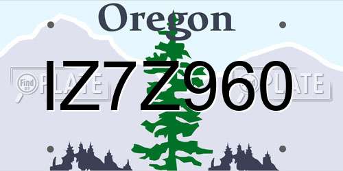 IZ7Z960 Oregon License Plate
