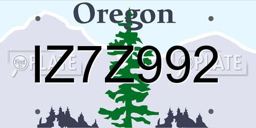 IZ7Z992 Oregon License Plate