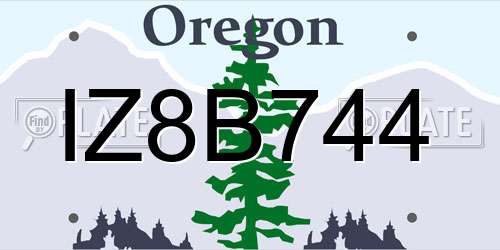 IZ8B744 Oregon License Plate