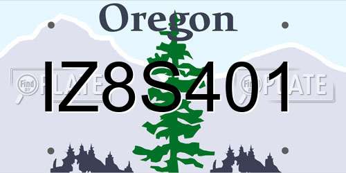 IZ8S401 Oregon License Plate