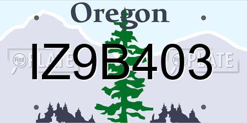 IZ9B403 Oregon License Plate