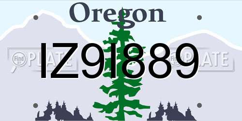 IZ9I889 Oregon License Plate