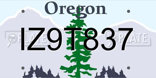 IZ9T837 Oregon License Plate