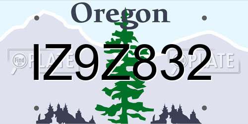 IZ9Z832 Oregon License Plate