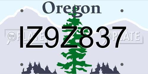 IZ9Z837 Oregon License Plate