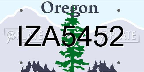IZA5452 Oregon License Plate