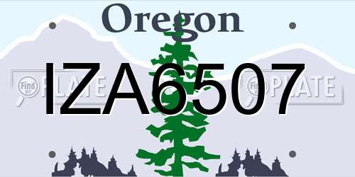 IZA6507 Oregon License Plate