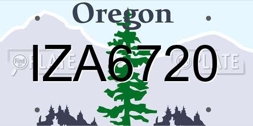 IZA6720 Oregon License Plate