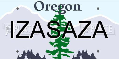 IZASAZA Oregon License Plate